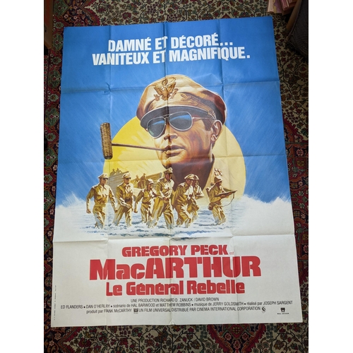 500 - A large vintage French film poster for MacArthur (Le General Rebelle) staring Gregory Peck, 158 x 11... 