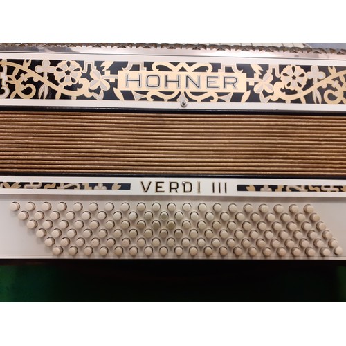 198 - A 1980's German Hohner Verdi piano accordion with leather shoulder straps and case
Location: RWM