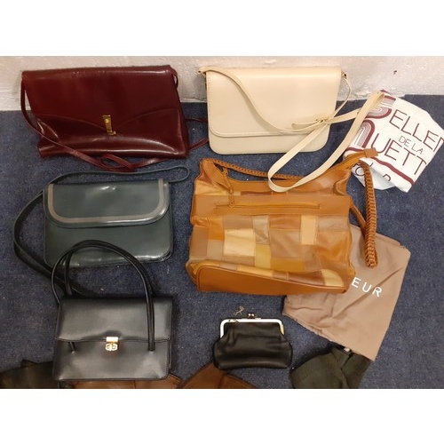 211 - A group of mid to late 20th Century bags, mainly leather, to include 3 Bally shoulder bags together ... 