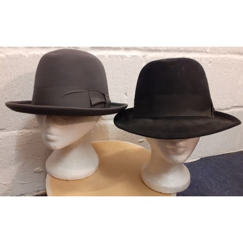 145 - Two vintage gents hats to include a chapeau Mossant, Paris brown felt Trilby 55cm internal circumfer... 