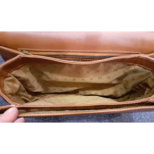 147 - A vintage French tan brown leather shoulder bag and similar purse, no labels. Location: BWR