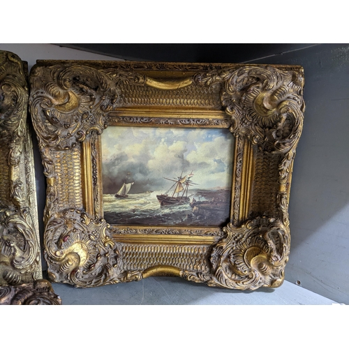 266 - A group of framed prints to include two depicting a hunter and rider, marine scene, one depicting th... 