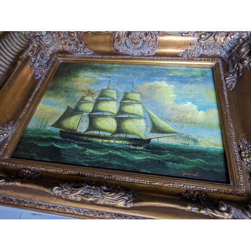 267 - A group of gilt framed prints depicting marine scenes with sail boats, another depicting children ha... 