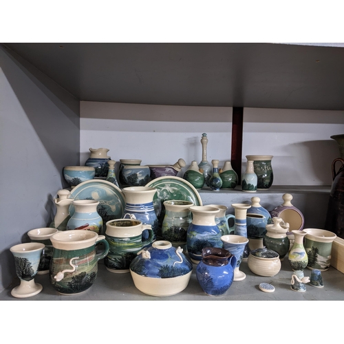 268 - A collection of Boscastle Mocha ware studio pottery by Roger and Tim Irving Little, to include a mon... 