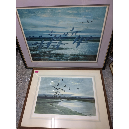 274 - Peter Scott - a group of three framed and glazed, signed limited edition prints and other unsigned, ... 