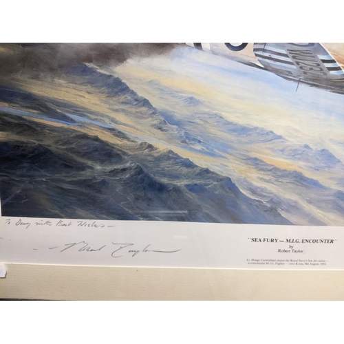 275 - A group of framed and glazed signed limited edition prints and photographs of military planes to inc... 