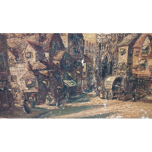 335 - Early 20th century oil painting of a street scene, insistingly signed 
Location: G