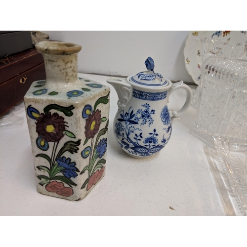 348 - Ceramics and glassware to include a Royal Doulton figure HN4113 Coalport pastel burners, a jug, an I... 