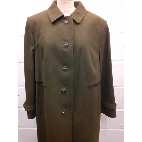 226 - An Austrian 'Resi Hammerer' fern green woollen coat having 5 horn buttons to the front and 2 side Po... 