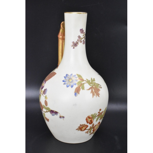 132 - A late 19th century Royal Worcester blush ivory jug, date mark for 1888, shouldered form with bamboo... 