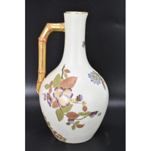 132 - A late 19th century Royal Worcester blush ivory jug, date mark for 1888, shouldered form with bamboo... 