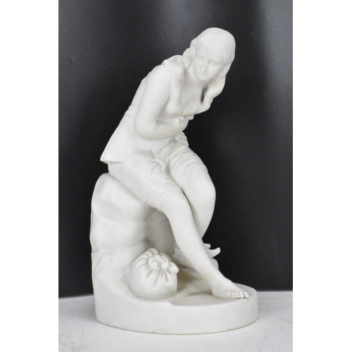 136 - A mid 19th century Minton Parian figure of 'Dorothea' from Don Quixote, incised numbers 211 to the r... 