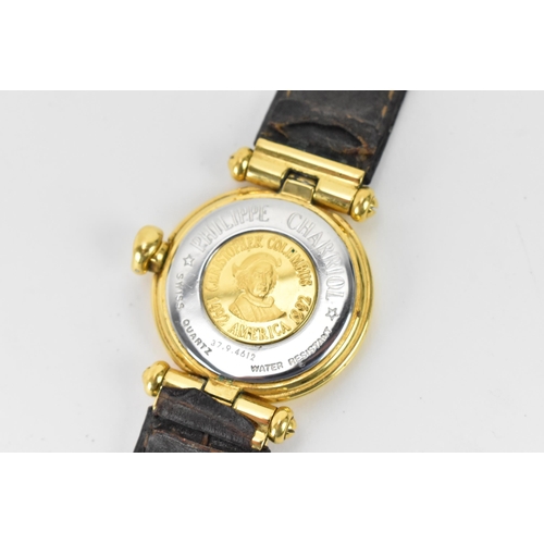 14 - A Philippe Charriol, quartz, gents, gold plated wristwatch, limited edition 1992 Christopher Columbu... 