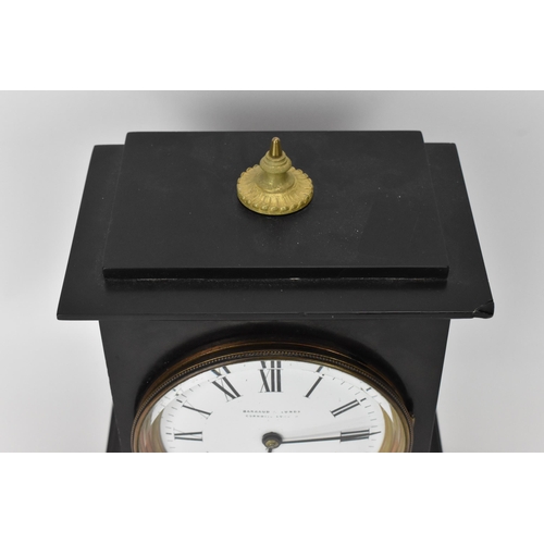 42 - A Barraud & Lunds late Victorian 8 day black marble mantle clock, the case having a gilt metal finia... 