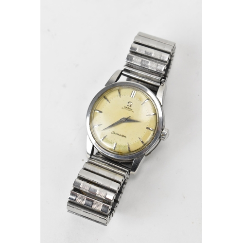 70 - An Omega Seamaster, automatic, gents, stainless steel wristwatch, circa 1956, having a silvered dial... 