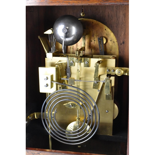 75 - An early 20th century large boardroom triple fusee clock, the rosewood case having three gilt metal ... 