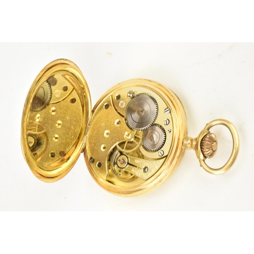 78 - An Omega early 20th century, 18ct gold, open faced pocket watch, the white enamel dial having Roman ... 