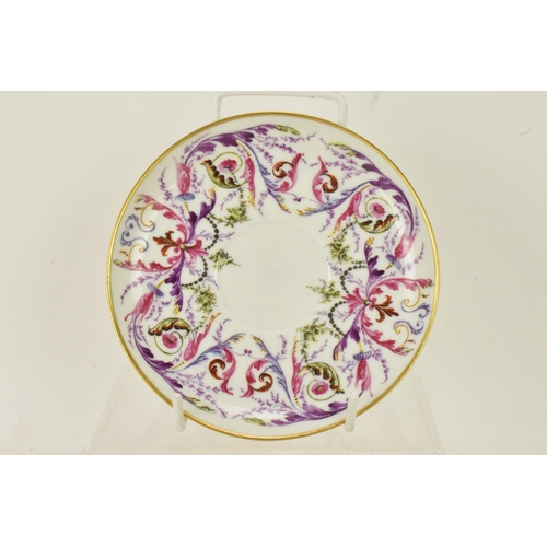 146 - A mid 20th century French Le tallec hand painted cup and saucer, retailed by Tiffany & Co, decorated... 