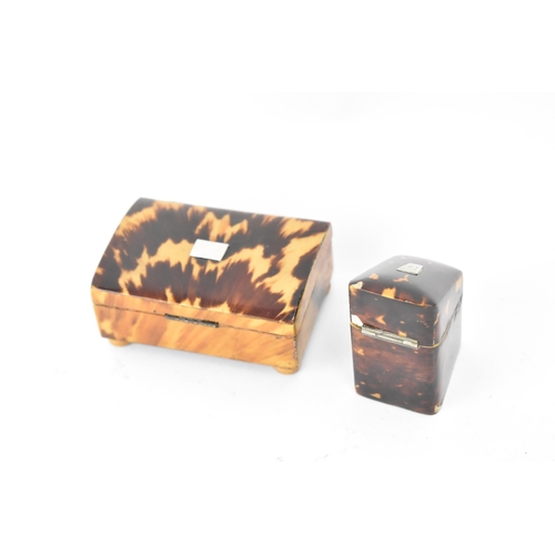 163 - Four late 19th/early 20th century tortoiseshell items to include a French 19th century pique work fo... 