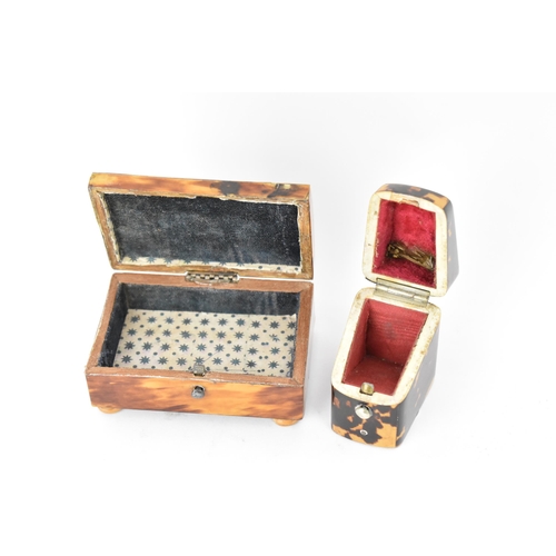 163 - Four late 19th/early 20th century tortoiseshell items to include a French 19th century pique work fo... 