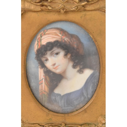 181 - An early 19th century ivory miniature portrait depicting Lady Elizabeth Smyth, the daughter of Georg... 