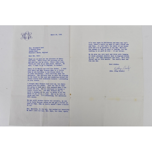 195 - Bing Crosby and family typed letters, three signed by Bing, others signed by Crosby family members, ... 