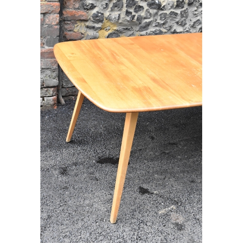 200 - A vintage Ercol elm and beech extending dining table with one folding leaf, on four splayed square t... 