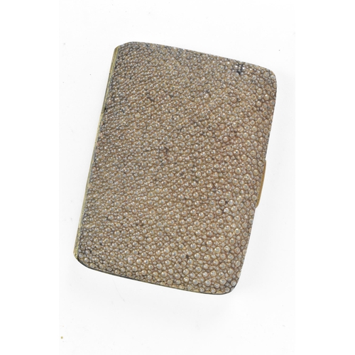 221 - An early 20th century shagreen cigarette case having a gilded interior, 8.5cm x 6.5cm, together with... 