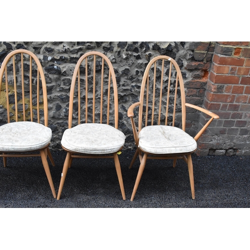 230 - A set of four 1960s Ercol chairs blonde elm and beech 'Quaker' dining chairs, two being carvers, hav... 