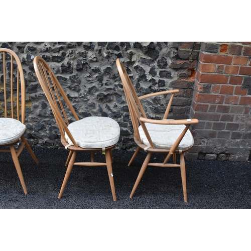 230 - A set of four 1960s Ercol chairs blonde elm and beech 'Quaker' dining chairs, two being carvers, hav... 