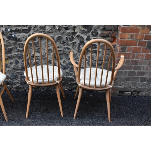 230 - A set of four 1960s Ercol chairs blonde elm and beech 'Quaker' dining chairs, two being carvers, hav... 