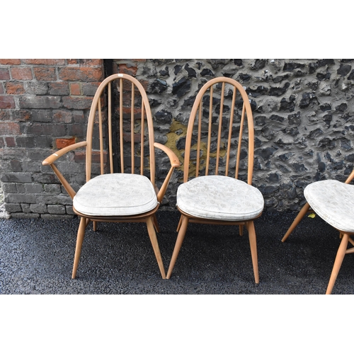 230 - A set of four 1960s Ercol chairs blonde elm and beech 'Quaker' dining chairs, two being carvers, hav... 