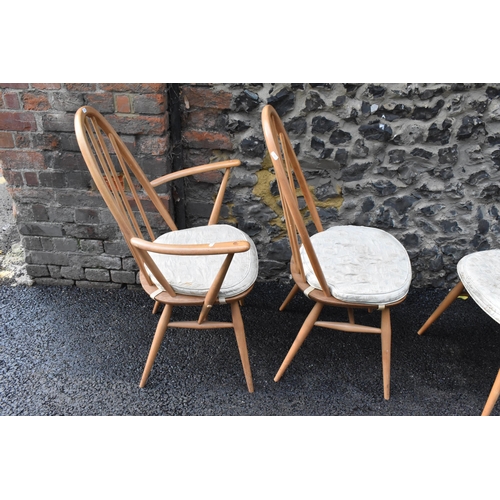 230 - A set of four 1960s Ercol chairs blonde elm and beech 'Quaker' dining chairs, two being carvers, hav... 