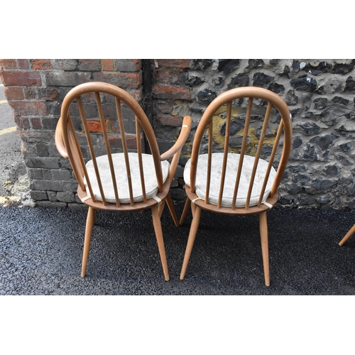 230 - A set of four 1960s Ercol chairs blonde elm and beech 'Quaker' dining chairs, two being carvers, hav... 