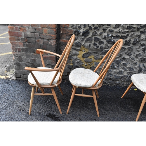 230 - A set of four 1960s Ercol chairs blonde elm and beech 'Quaker' dining chairs, two being carvers, hav... 