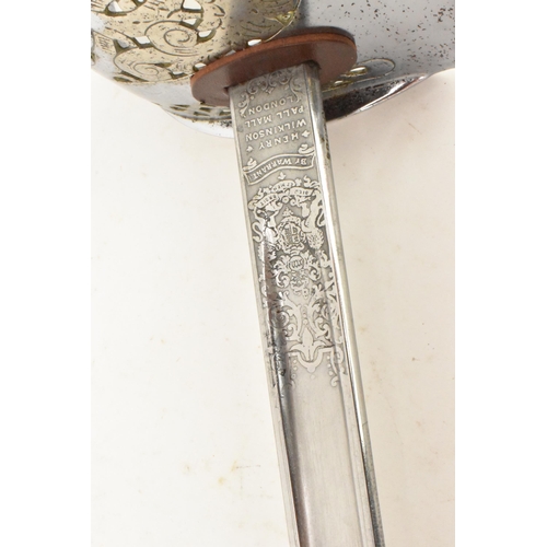 234 - A George V, British 1897 Pattern Infantry Officers Sword by Wilkinson, makers mark and etching to bl... 