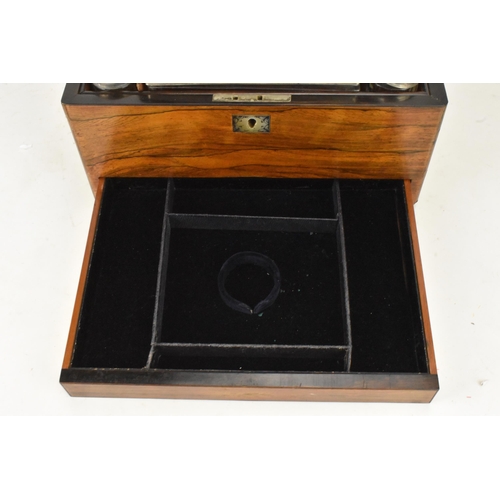 247 - A Victorian rosewood work box, the case inset with mother of pearl, secret drawer to one side and dr... 