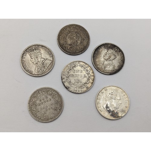 96 - British India Coins - A group of six One Rupee's comprising of x2 William IV East India Company 1835... 