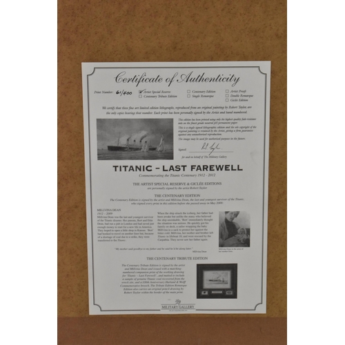 114 - Robert Taylor - A signed limited edtion print entitled 'Titanic - Last Farewell', numbered 61/400, w... 