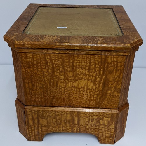 447 - A fine late 19th century rippled ash commode with pull out step by Christopher Pratt & Sons, Bradfor... 