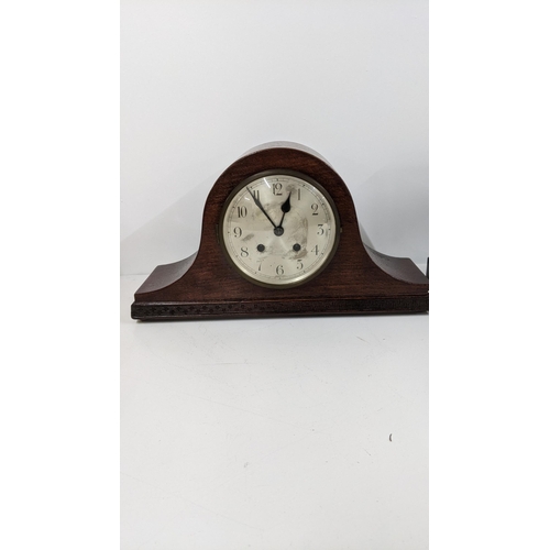 465 - Two early 20th clocks to include a black slate marble mantle clock and one other, Location:3.1/LAF