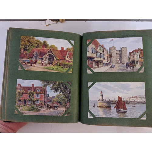 448 - Three postcard albums to include examples from the late 19th/early 20th century, also ones depicting... 