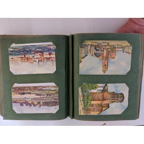 448 - Three postcard albums to include examples from the late 19th/early 20th century, also ones depicting... 