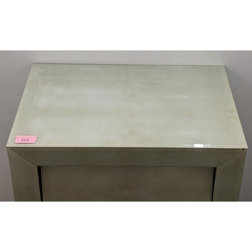 360 - A modern R.V Astley Amato three drawer bedside table in a seafoam green lusto mosaic spot finish on ... 