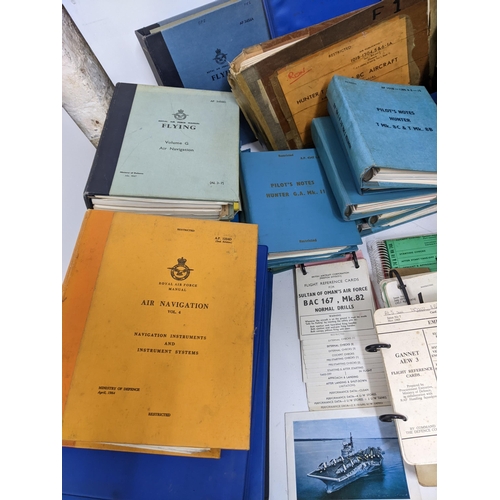 380 - A large quantity of Royal Air Force manuals for flying and air navigation, blank pilot's log book an... 