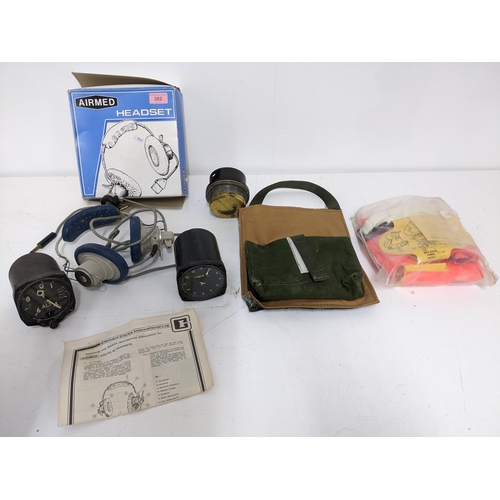 382 - A mixed lot to include a Smith's Electrical Indicator aircraft dial type 9547, military issue, air a... 