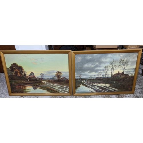 384 - Joel Owen - a pair of Victorian landscapes, oil on canvas signed in slip frames Location:G