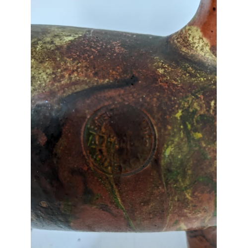 459 - A mixed lot to include a Spanish pottery jug in the form of a bull, a Bohemian glass tankard with pe... 