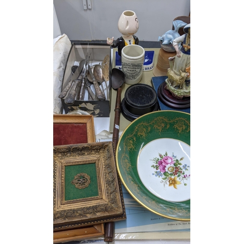 472 - A mixed lot to include silver plated cutlery and flatware, costume jewellery, mixed ceramics, a Tacx... 