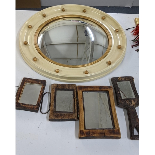 486 - Mixed mirrors to include four treen mirrors together with a modern porthole style mirror
Location:RW... 